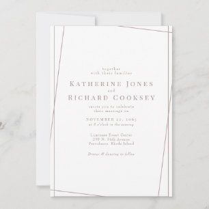 Invitación Boda Geométrica Rosa Polvoriento Moderna Sin Padre