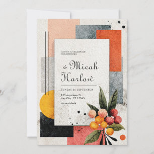 Invitación Boda Geométrica Rústica de Terracota Abstracta Mod