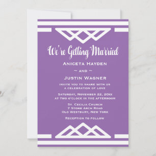Invitación Boda Geométrica Triangular Tribal Moderna de Color