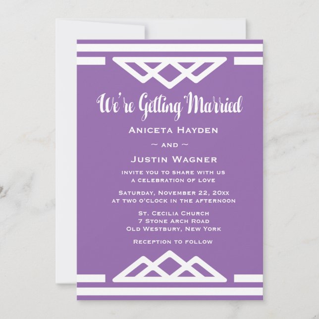 Invitación Boda Geométrica Triangular Tribal Moderna de Color (Anverso)