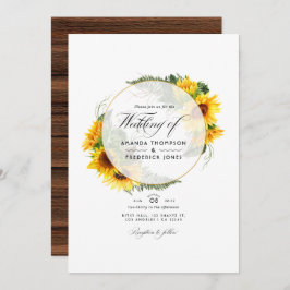 Invitación Boda geométrico acuarcal de girasol