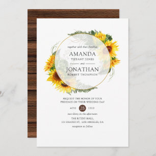 Invitación Boda geométrico acuarcal de girasol