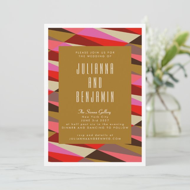 Invitación Boda geométrico Art Deco moderno y elegante (Anverso de pie)
