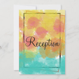 Invitación Boda geométrico azul amarillo rosa de color de agu