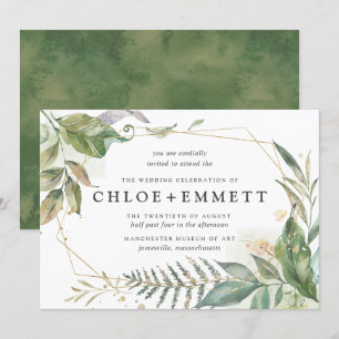 Invitación Boda Geométrico Boho Moda Oro Botánico