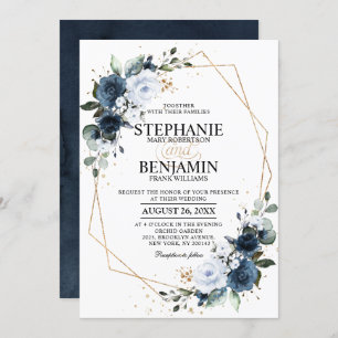 Invitación Boda geométrico Boho Rosa azul de la Marina