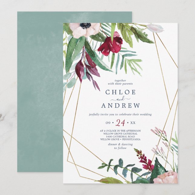 Invitación Boda Geométrico Casual Tropical Breeze (Anverso / Reverso)