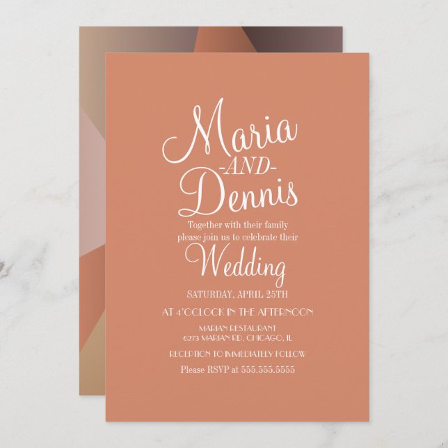 Invitación Boda geométrico colorido de otoño moderno (Anverso / Reverso)