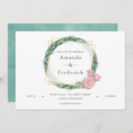 Invitación Boda geométrico de acuarela Eucalyptus Rosa