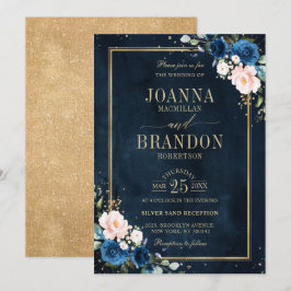 Invitación Boda Geométrico de Boho rosa rosa azul de la Marin