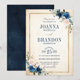 Invitación Boda Geométrico de Boho rosa rosa azul de la Marin