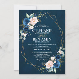 Invitación Boda Geométrico de Boho rosa rosa azul de la Marin