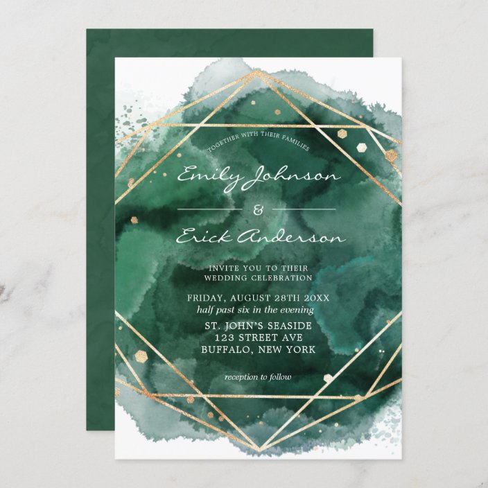 Invitación Boda Geométrico De Color Verde Esmeralda | Zazzle.es