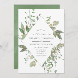 Invitación Boda geométrico de energía verde