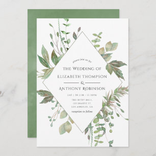 Invitación Boda geométrico de energía verde