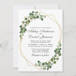 Invitación Boda geométrico de eucalipto verde botánico
