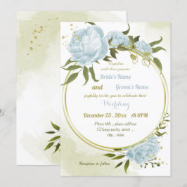 Invitación boda geométrico de flores azul bonito
