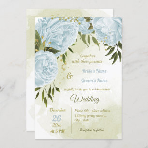 Invitación boda geométrico de flores azul bonito