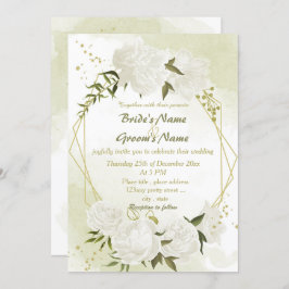 Invitación boda geométrico de flores blancas bonito