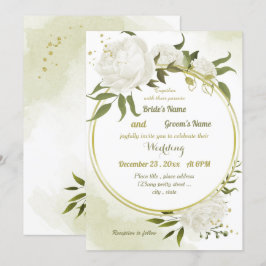 Invitación boda geométrico de flores blancas bonito