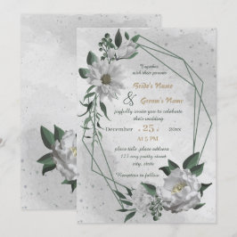 Invitación boda geométrico de flores blancas románticas
