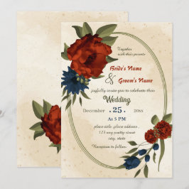 Invitación boda geométrico de flores de la marina naranja que