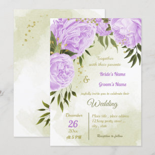 Invitación boda geométrico de flores púrpura de bonito