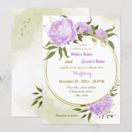 Invitación boda geométrico de flores púrpura de bonito