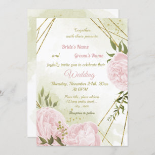 Invitación boda geométrico de flores rosa bonito