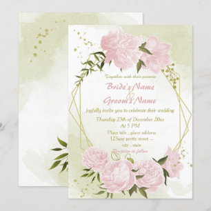 Invitación boda geométrico de flores rosa bonito