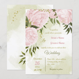 Invitación boda geométrico de flores rosa bonito