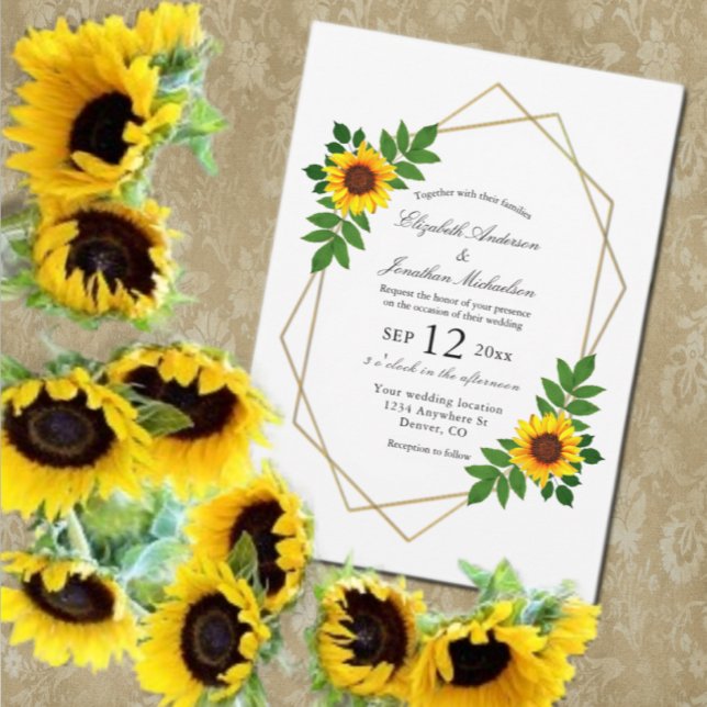 Invitación Boda geométrico de girasol (Subido por el creador)