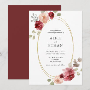 Invitación Boda Geométrico de la Flor de Borgoña