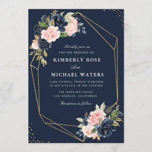 Invitación Boda geométrico de la Marina Floral y la acuarela