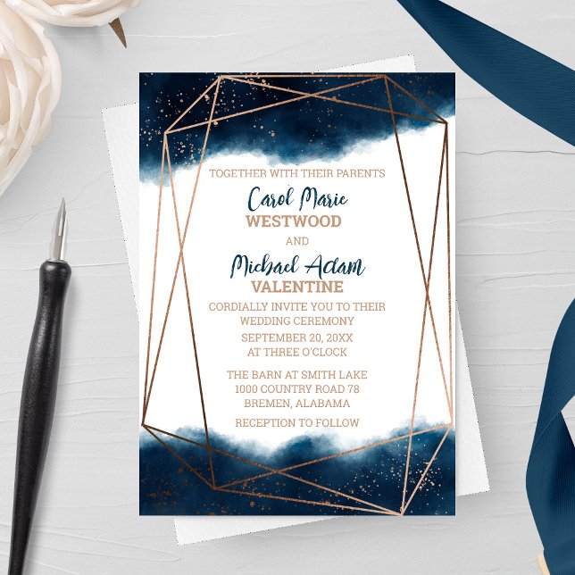 Invitación Boda Geométrico de la Marina y el Bronce (Subido por el creador)