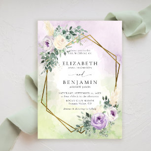Invitación Boda geométrico de la Moda del Boho púrpura de Lav