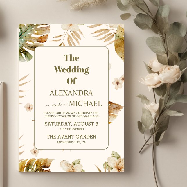 Invitación Boda geométrico de la palma tropical salvaje (Subido por el creador)