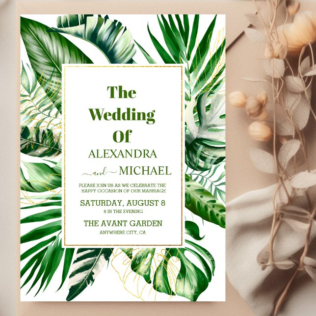 Invitación Boda geométrico de la palma tropical salvaje (Subido por el creador)
