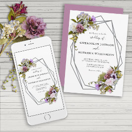 Invitación Boda geométrico de la vegetación floral de primave