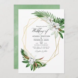 Invitación Boda geométrico de la vegetación tropical