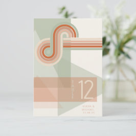 Invitación Boda geométrico de líneas refinadas Terra Cotta ID