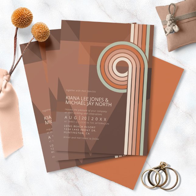 Invitación Boda geométrico de líneas refinadas Terra Cotta ID (Subido por el creador)