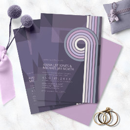 Invitación Boda geométrico de líneas refinadas Violet ID983