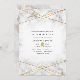Invitación Boda geométrico de mármol de oro
