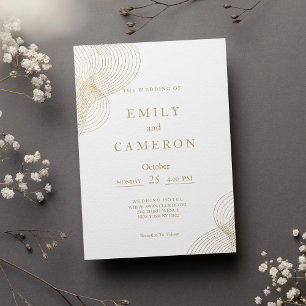 Invitación Boda geométrico de oro blanco minimalista