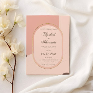 Invitación Boda geométrico de oro rosa de coral abstracto