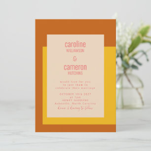 Invitación Boda geométrico de terracota amarillo rosado moder