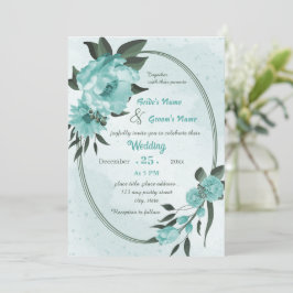 Invitación boda geométrico de vegetación de flores azules