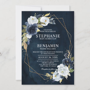 Invitación Boda Geométrico del Boho de rosa blanca azul de la