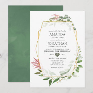 Invitación Boda geométrico del herbario del bosque acuático